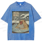Unisex Snow Monkey Onsen Printed Washed Tee