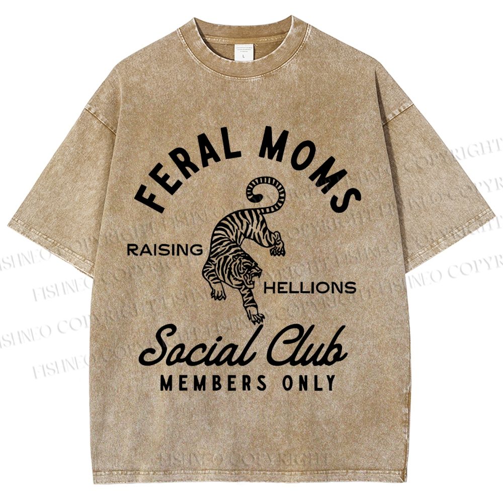 Unisex Feral Moms Social Club Printed Washed Tee