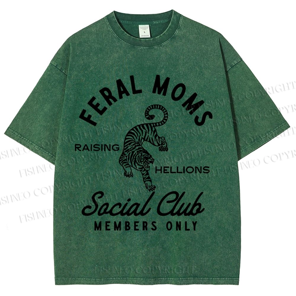 Unisex Feral Moms Social Club Printed Washed Tee