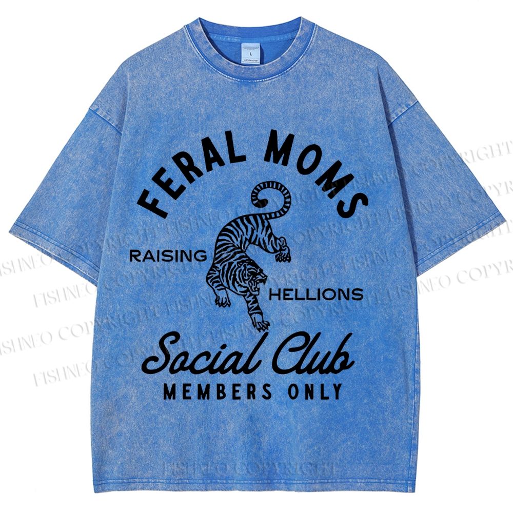 Unisex Feral Moms Social Club Printed Washed Tee