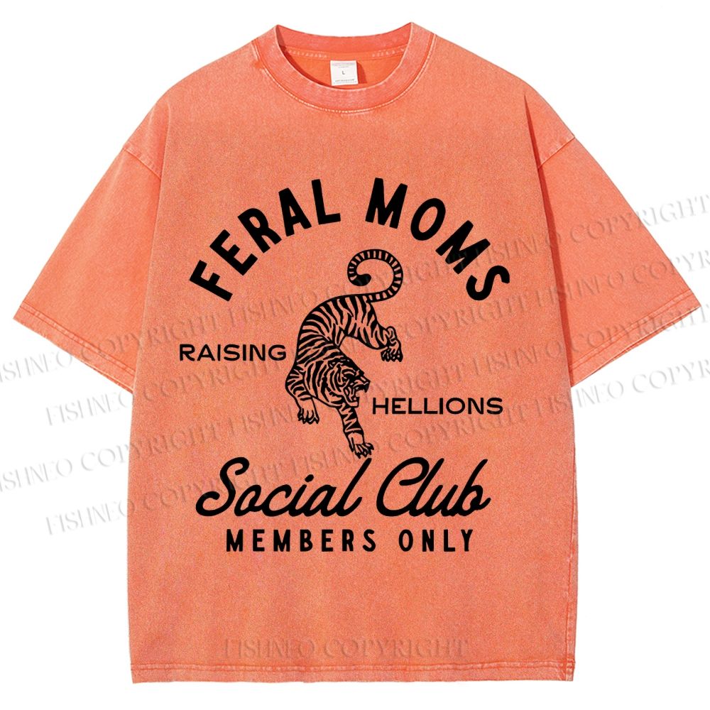 Unisex Feral Moms Social Club Printed Washed Tee