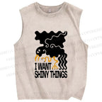 Unisex I Want Shiny Things Printed Washed Tank Top