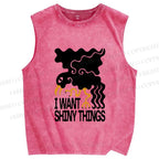 Unisex I Want Shiny Things Printed Washed Tank Top