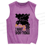 Unisex I Want Shiny Things Printed Washed Tank Top