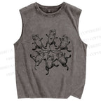 Unisex Circle of Mice Printed Washed Tank Top