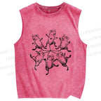 Unisex Circle of Mice Printed Washed Tank Top