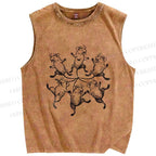 Unisex Circle of Mice Printed Washed Tank Top