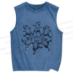 Unisex Circle of Mice Printed Washed Tank Top