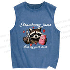 Unisex Strawberry Jams & Glock Printed Washed Tank Top