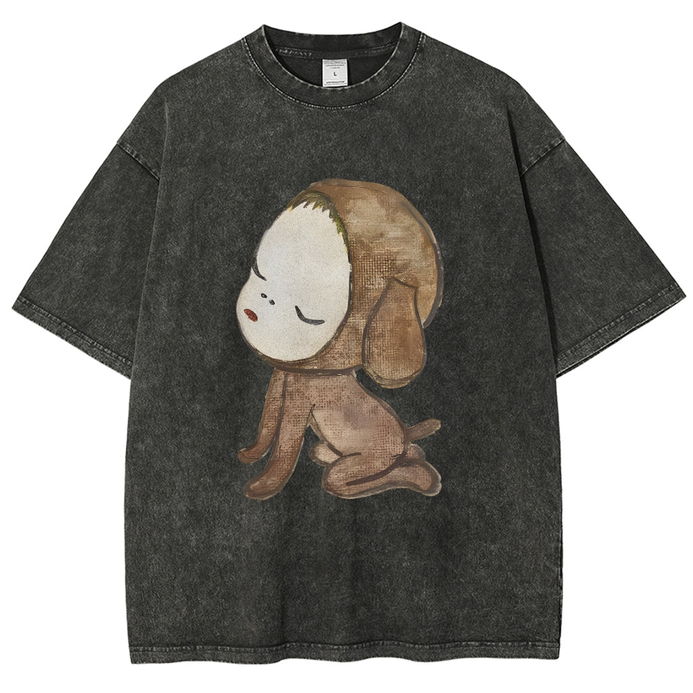 Abandoned Puppy Waiting Washed T-Shirt