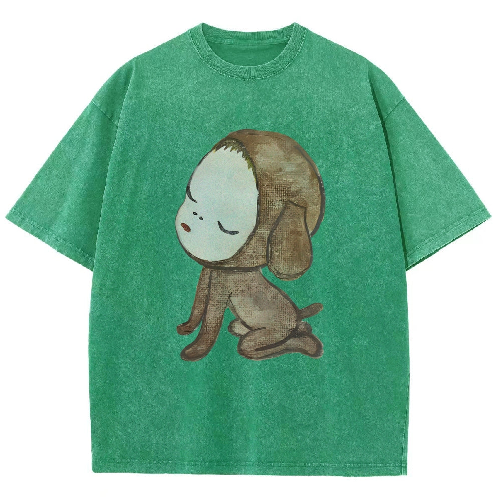 Abandoned Puppy Waiting Washed T-Shirt