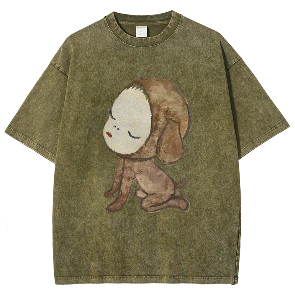 Abandoned Puppy Waiting Washed T-Shirt