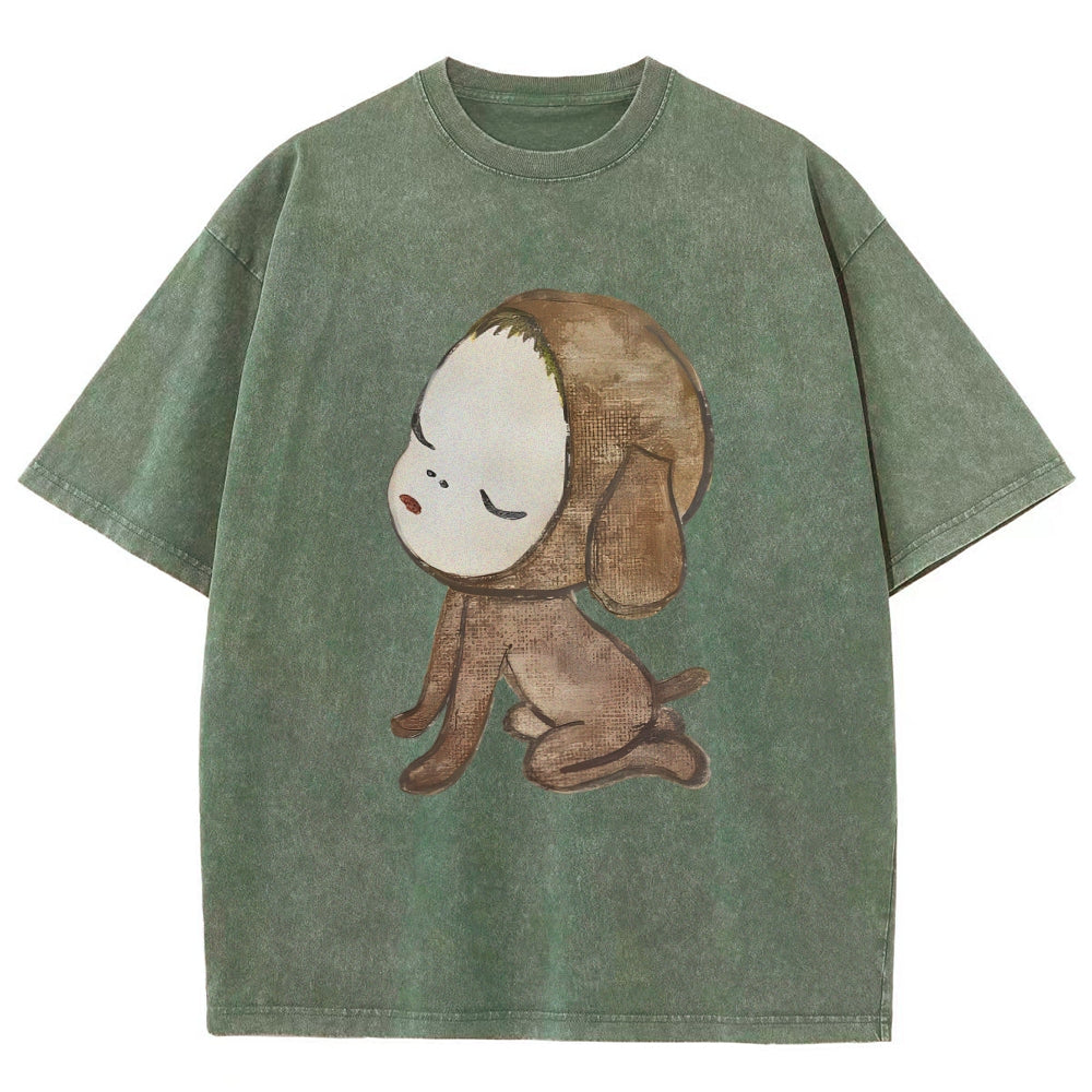 Abandoned Puppy Waiting Washed T-Shirt