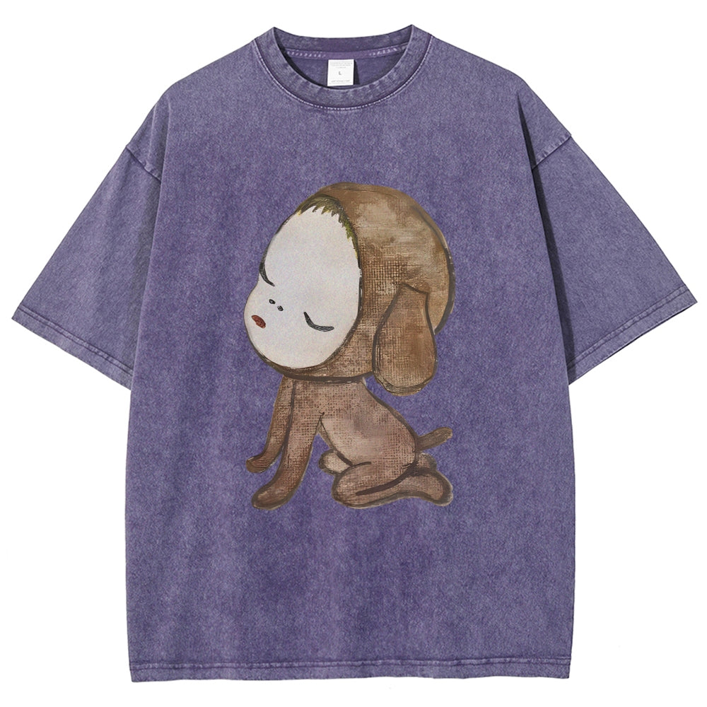 Abandoned Puppy Waiting Washed T-Shirt