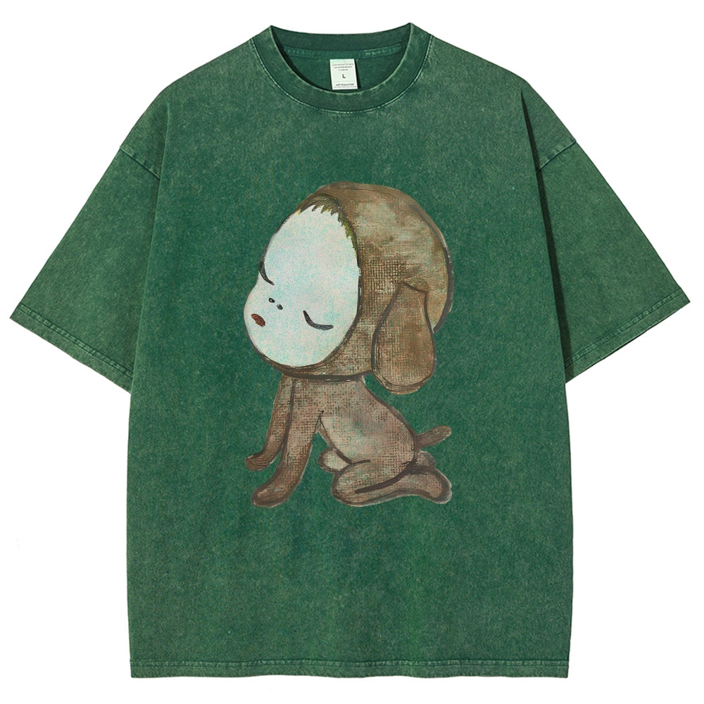 Abandoned Puppy Waiting Washed T-Shirt