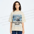 Unisex Raccoon Printed Washed Tee