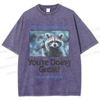 Unisex Raccoon Printed Washed Tee