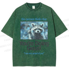 Unisex Raccoon Printed Washed Tee
