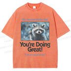 Unisex Raccoon Printed Washed Tee