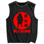 Unisex Samurai Printed Washed Tank Top