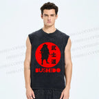 Unisex Samurai Printed Washed Tank Top