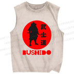 Unisex Samurai Printed Washed Tank Top