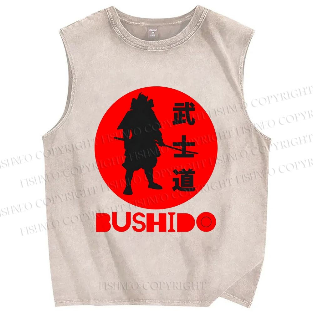 Unisex Samurai Printed Washed Tank Top