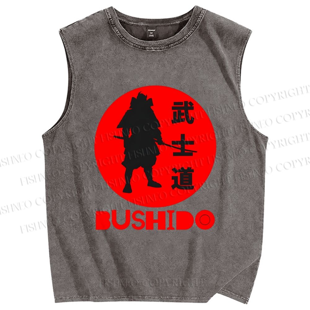 Unisex Samurai Printed Washed Tank Top