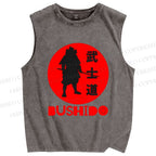 Unisex Samurai Printed Washed Tank Top