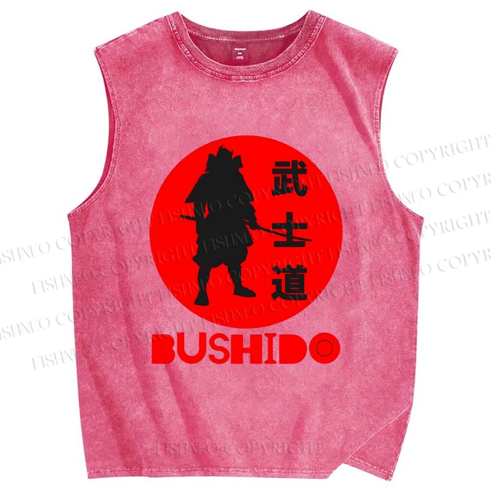 Unisex Samurai Printed Washed Tank Top