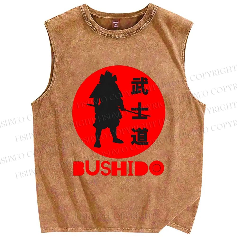 Unisex Samurai Printed Washed Tank Top