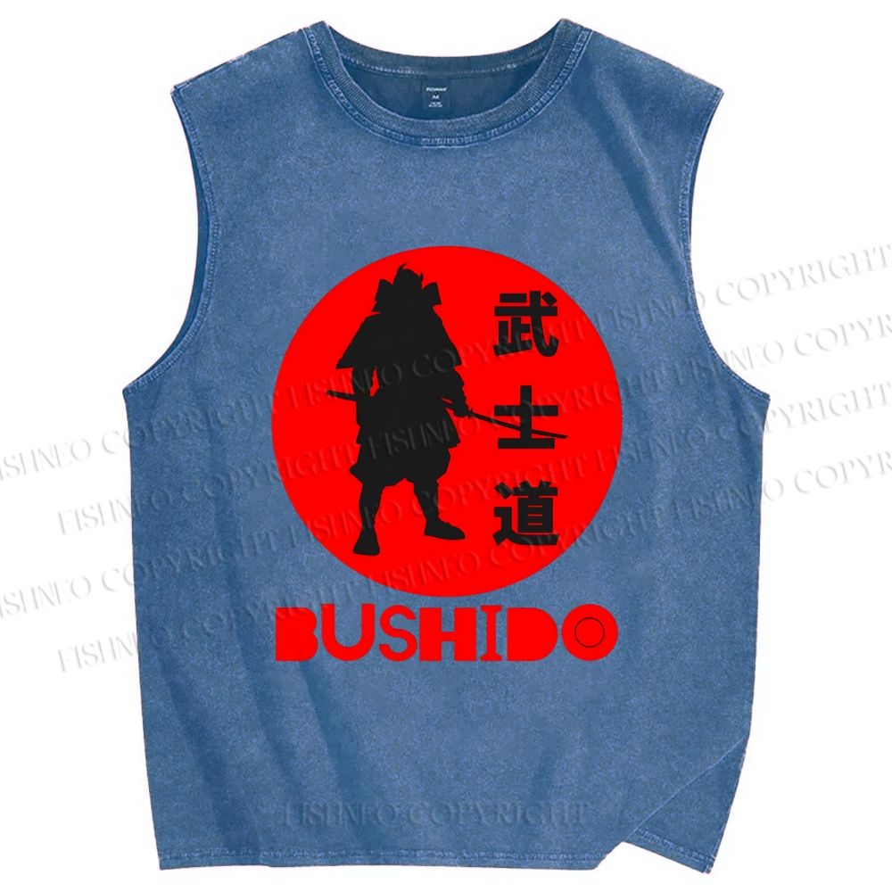 Unisex Samurai Printed Washed Tank Top
