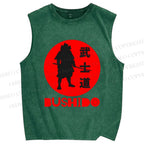 Unisex Samurai Printed Washed Tank Top