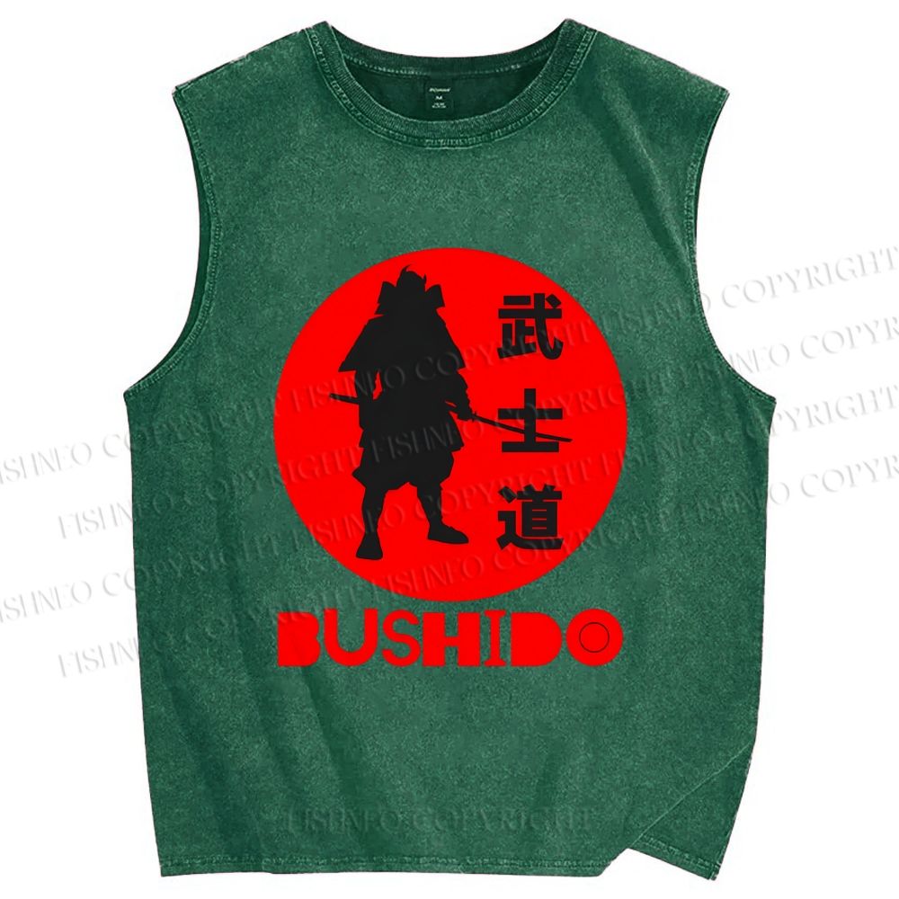 Unisex Samurai Printed Washed Tank Top