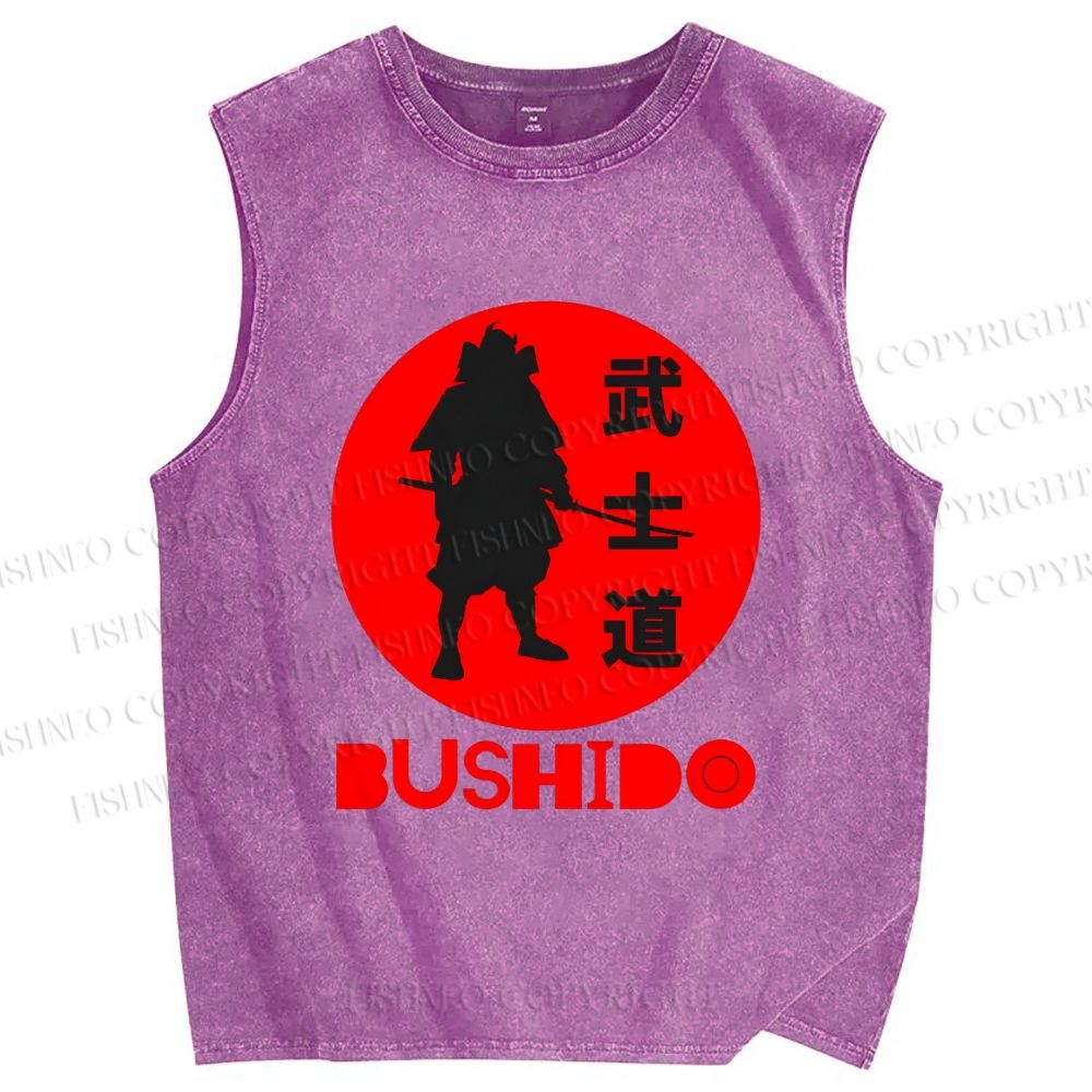 Unisex Samurai Printed Washed Tank Top