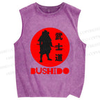 Unisex Samurai Printed Washed Tank Top