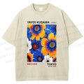 Unisex Yayoi Kusama Flowers Printed Washed Tee