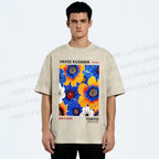 Unisex Yayoi Kusama Flowers Printed Washed Tee