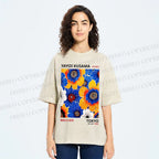 Unisex Yayoi Kusama Flowers Printed Washed Tee