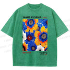 Unisex Yayoi Kusama Flowers Printed Washed Tee