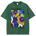 Unisex Yayoi Kusama Flowers Printed Washed Tee