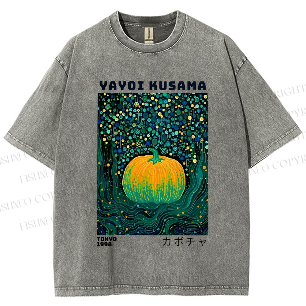 Unisex Yayoi Kusama Polka Dot Pumpkin Printed Washed Tee