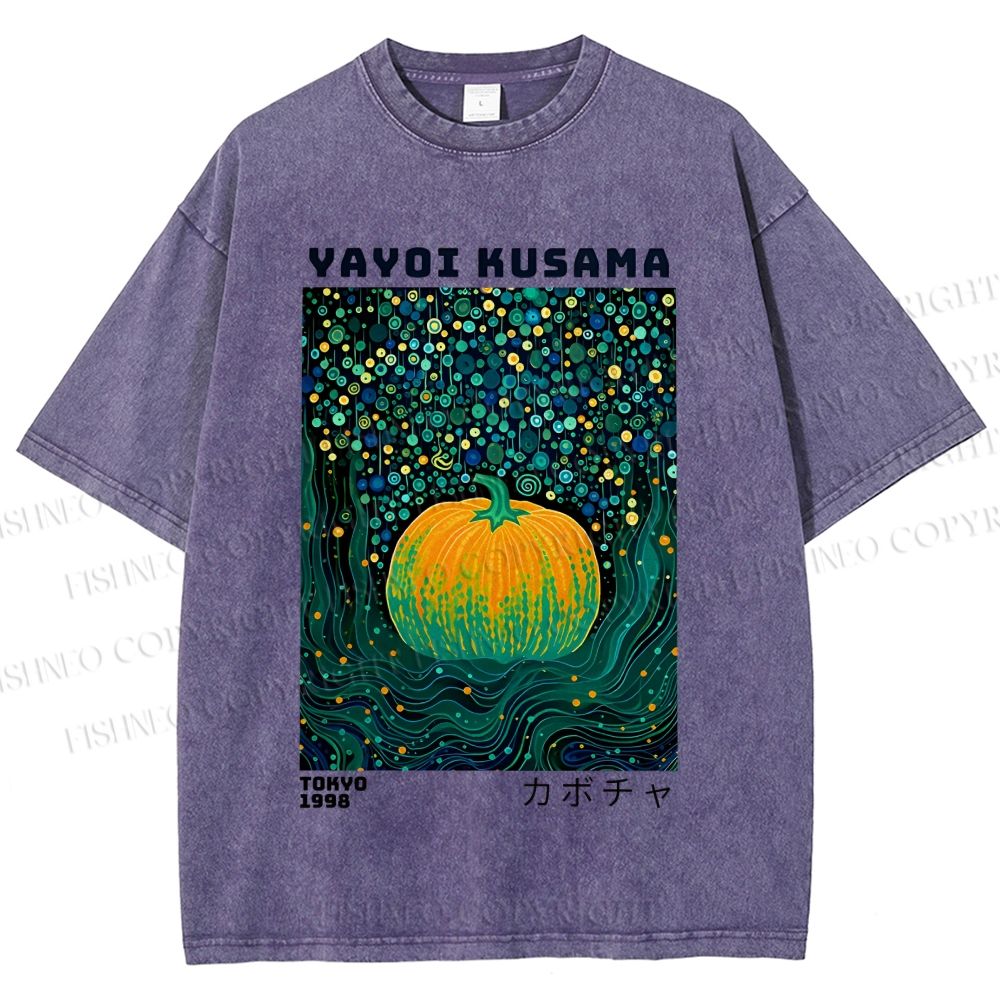 Unisex Yayoi Kusama Polka Dot Pumpkin Printed Washed Tee
