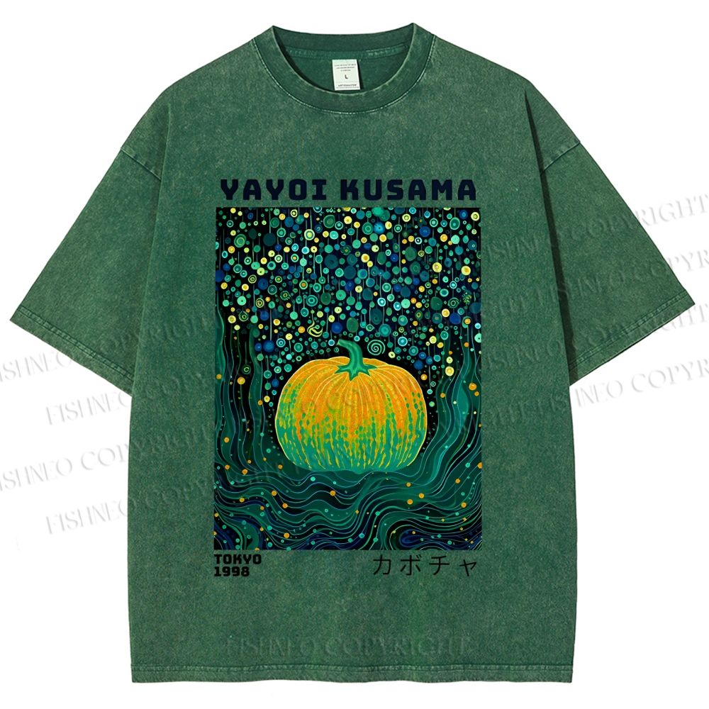Unisex Yayoi Kusama Polka Dot Pumpkin Printed Washed Tee