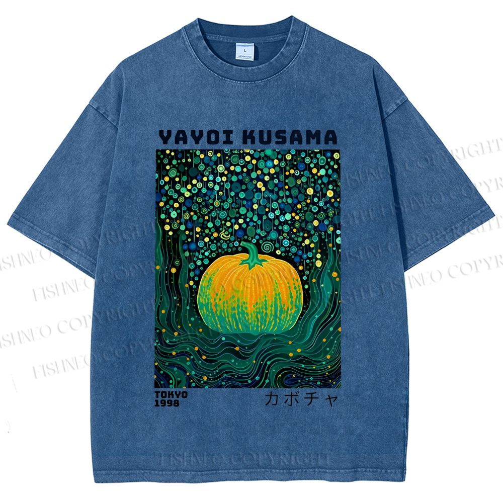Unisex Yayoi Kusama Polka Dot Pumpkin Printed Washed Tee