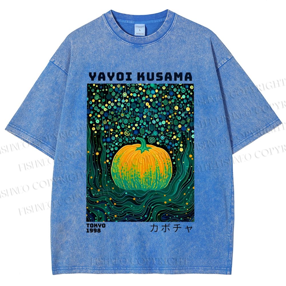 Unisex Yayoi Kusama Polka Dot Pumpkin Printed Washed Tee
