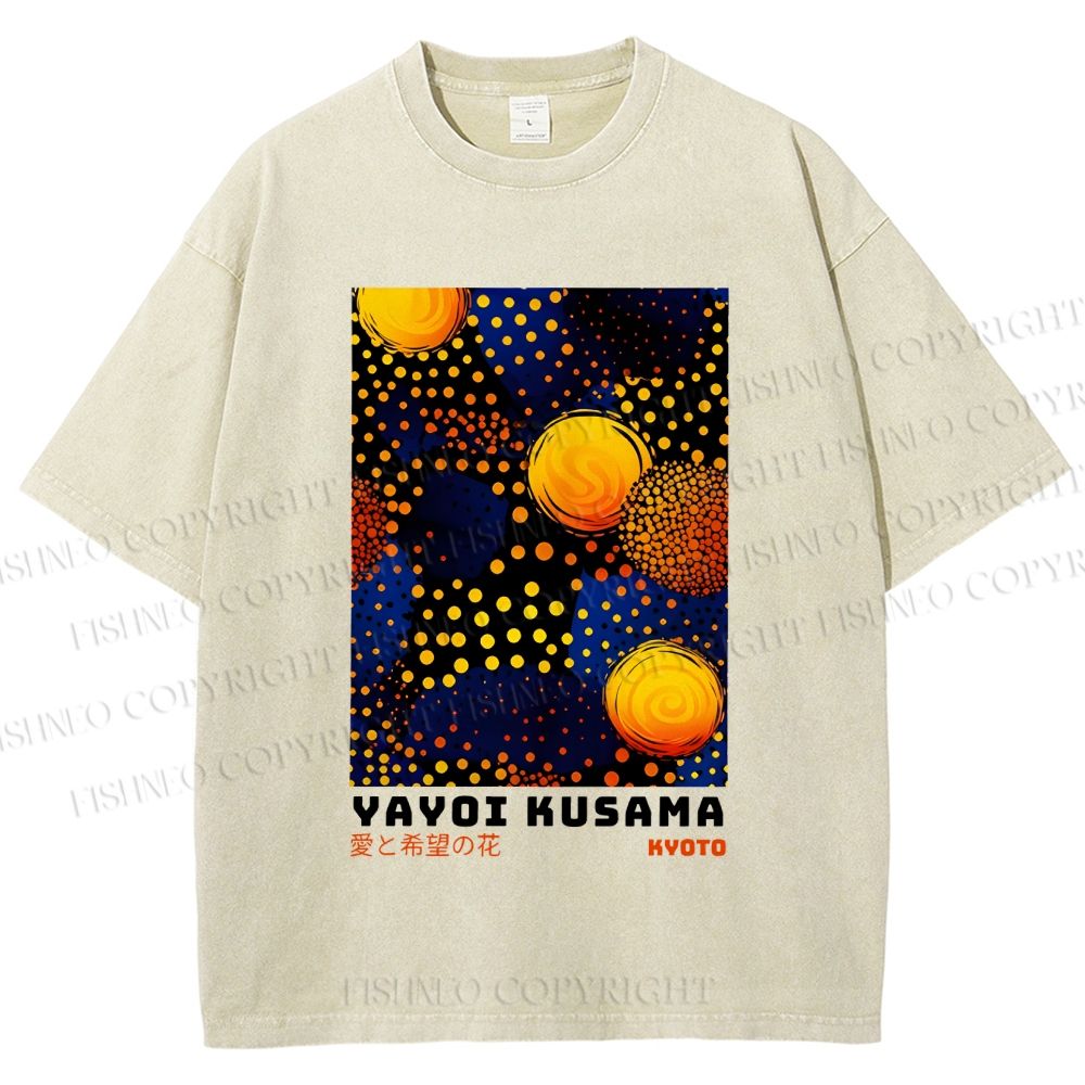 Unisex Yayoi Kusama Flowers Of Love And Hope Printed Washed Tee