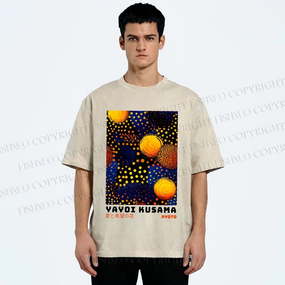 Unisex Yayoi Kusama Flowers Of Love And Hope Printed Washed Tee