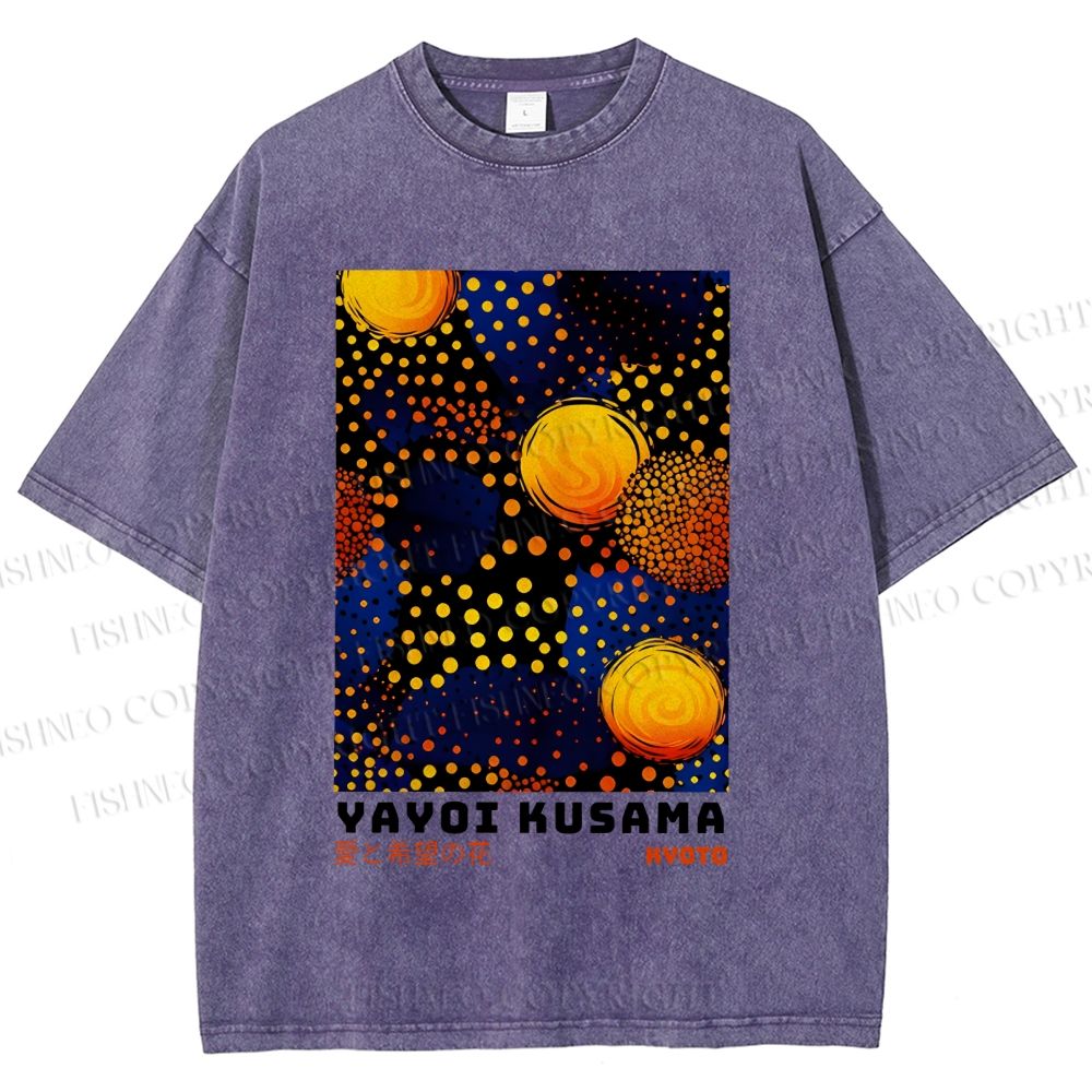 Unisex Yayoi Kusama Flowers Of Love And Hope Printed Washed Tee