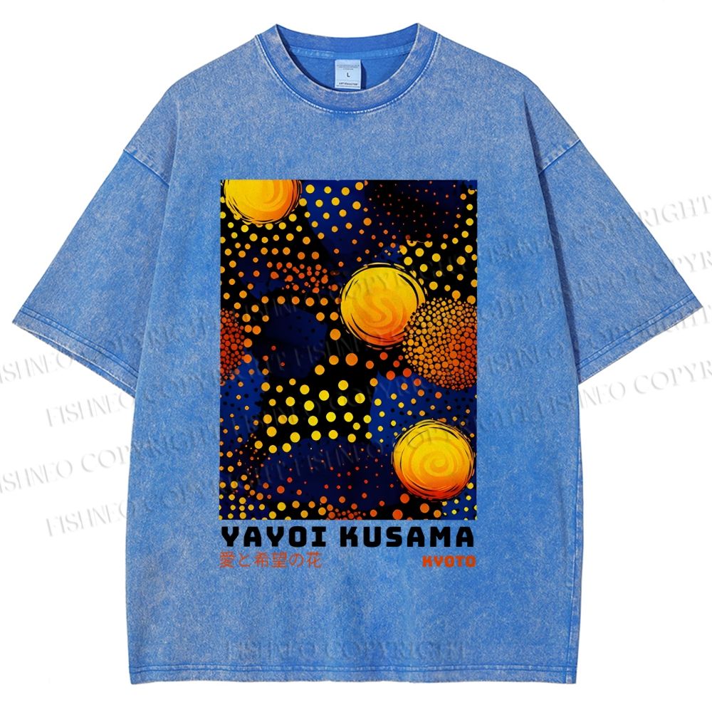 Unisex Yayoi Kusama Flowers Of Love And Hope Printed Washed Tee